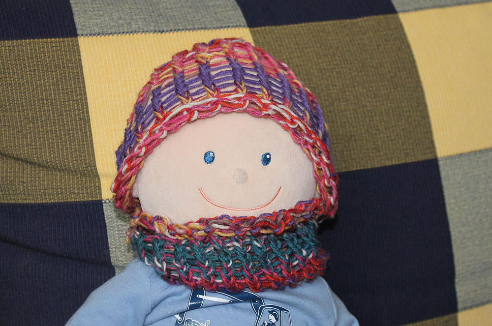 Kinder stricken - Mütze für Puppe