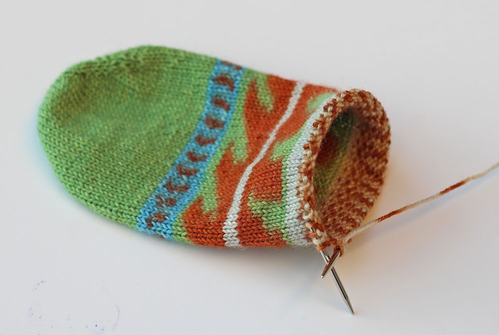 Toe Up Socken - Sockenwunder - Beginn des Spickels