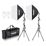 NEEWER 700W Äquivalent Softbox Beleuchtung Set, 2Pack 5500K CFL Beleuchtung Glühbirnen, 24x24 Zoll Softboxen mit E27 Sockel, Fotografie kontinuierliche Beleuchtung Set Fotostudio Ausrüstung