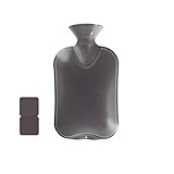 Fashy 35674.0 Wärmflasche 1er Pack ~ Thermoplast- Wärmeflasche Doppellamelle, geruchsneutral, recyclingfähig, robust und langlebig, fugenloser, schmaler Flaschenhals ~ 2,0 Liter, anthrazit