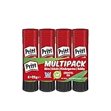 Pritt Klebestift, sicherer und kinderfreundlicher Bastelkleber für Kunst und Bastelarbeiten, starker Kleber für Schule & Bürobedarf, 4x22g Pritt Stift