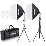 NEEWER 700W Äquivalent Softbox Beleuchtung Set, 2Pack 5500K CFL Beleuchtung Glühbirnen, 24x24 Zoll Softboxen mit E27 Sockel, Fotografie kontinuierliche Beleuchtung Set Fotostudio Ausrüstung