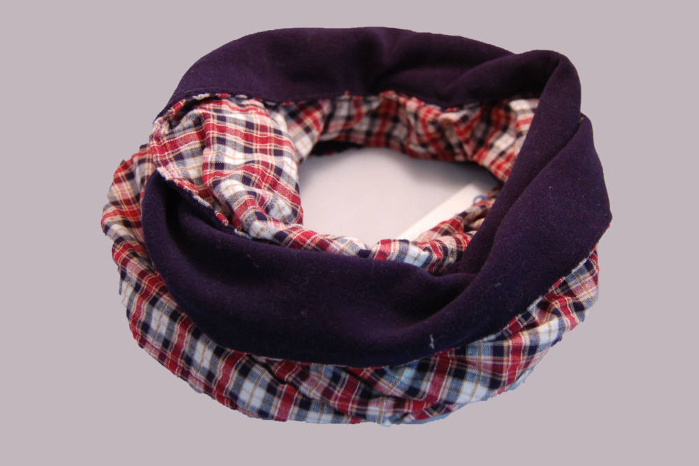 Loop-Schal nähen blau-kariert-2