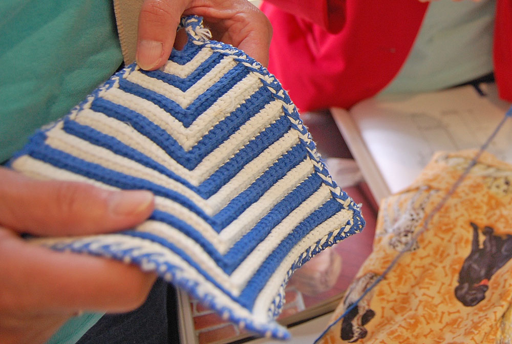 Topflappen im Rippenmuster stricken