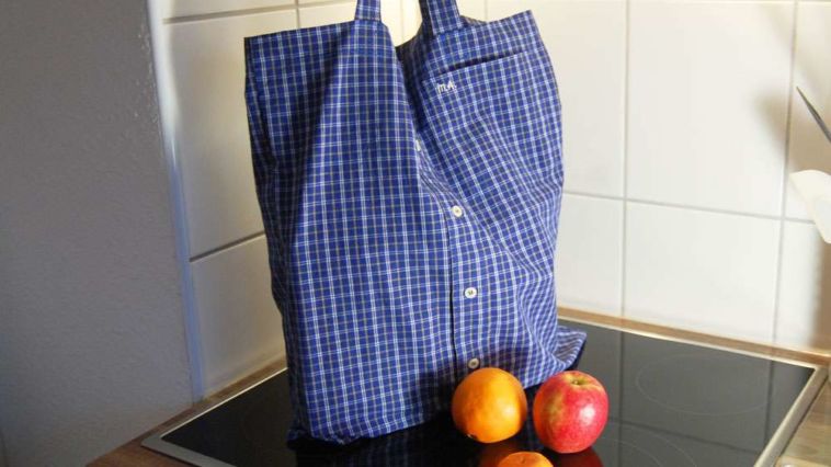 stoffbeutel nähen Upcycling: Tasche aus Hemd nähen Stoffbeutel nähen aus Oberhemd - Titelbild stoffbeutel nähen Upcycling: Tasche aus Hemd nähen