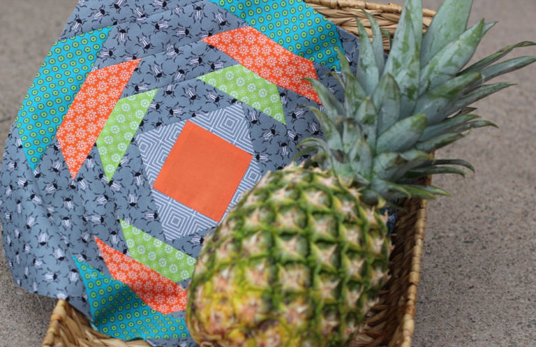 6 Köpfe 12 Blöcke Juni, Pineapple Quilt Along 2017