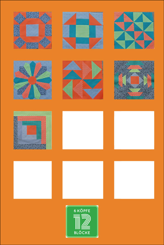 6 Köpfe 12 Blöcke Juli, Quilt-Along, Snail's Trail
