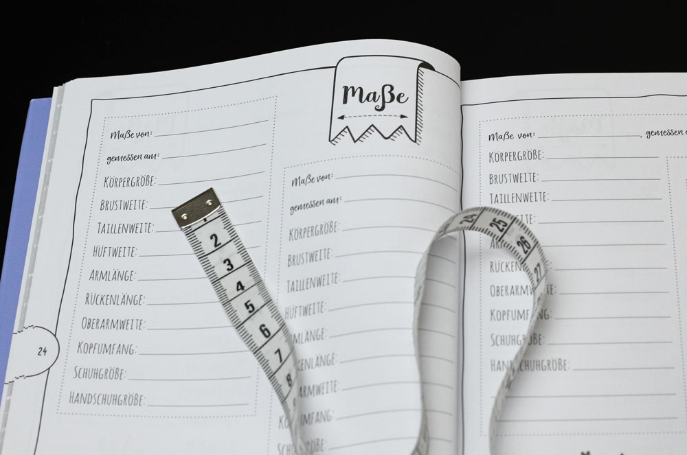 Mein Bullet Diary - Notiere deine Maße und die Angaben deiner Familie und Freunde. So hast du immer alle Angaben bereit zum Stricken eines neuen Projektes.