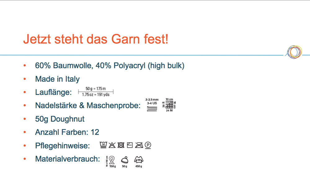 Von der Idee zum fertigen Wollknäuel: Das Garn steht jetzt fest.