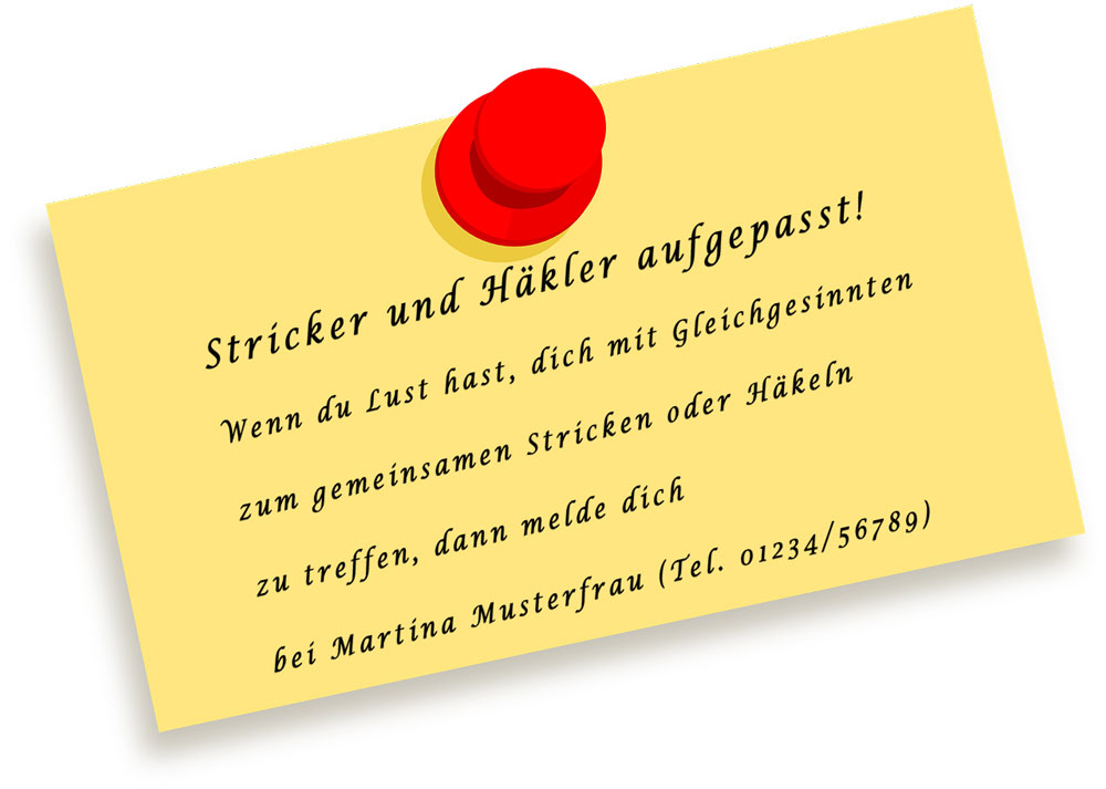 Strick- und Häkeltreffen: Muster für Pinwand