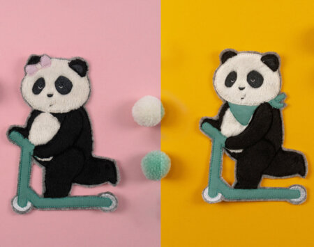 Stickdateien Panda auf Roller