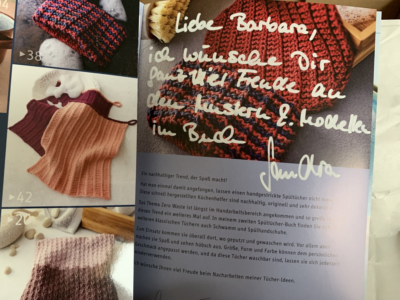 Widmung im Buch Noch mehr Spültücher stricken