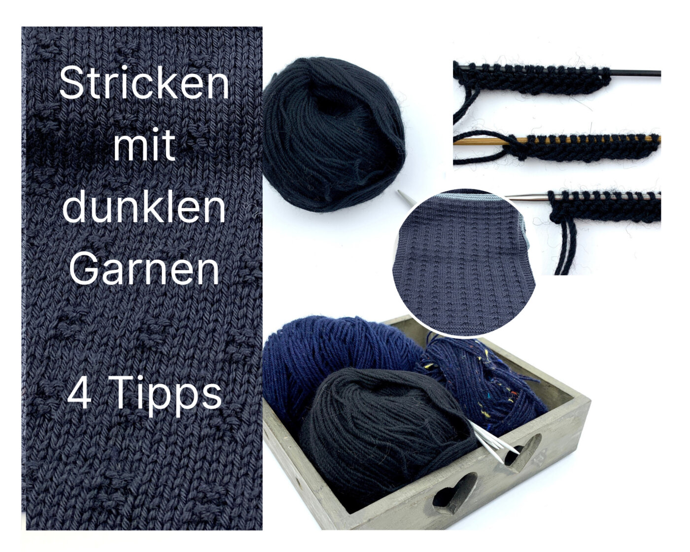 Stricken mit dunklen Garnen