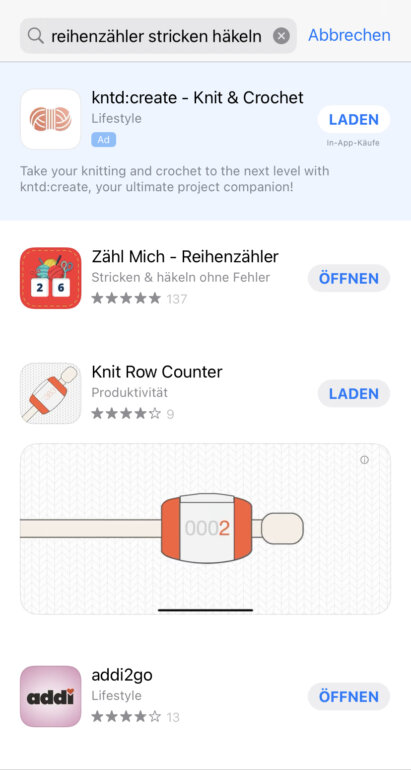 Reihenzähler App in App-Store