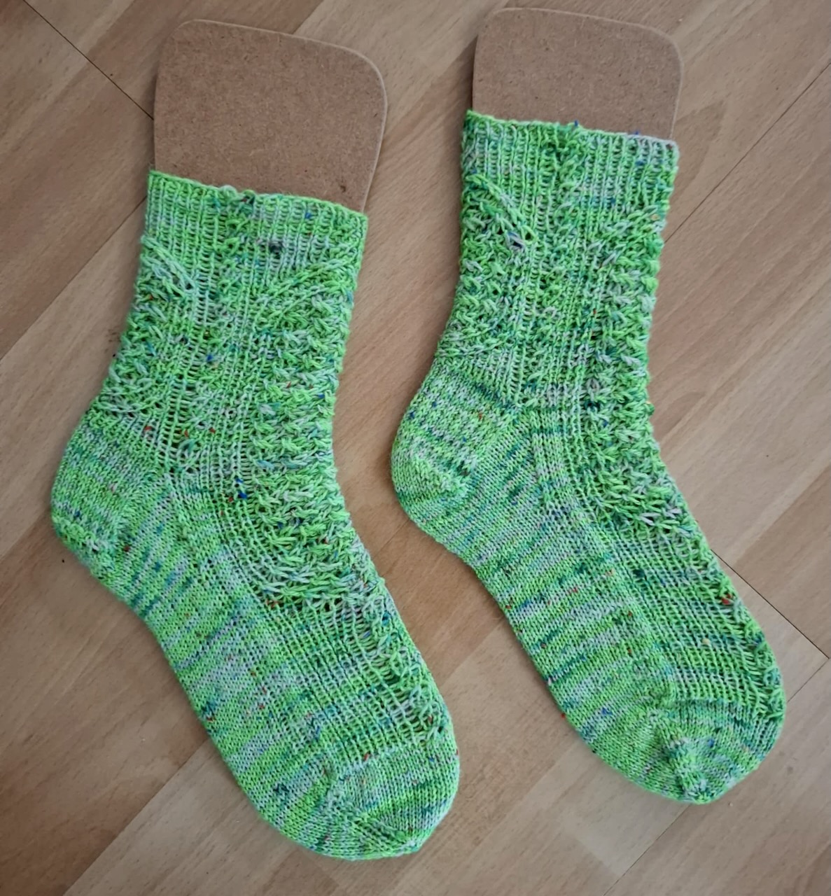 Grüne Socken gestrickt von Elke Kraus